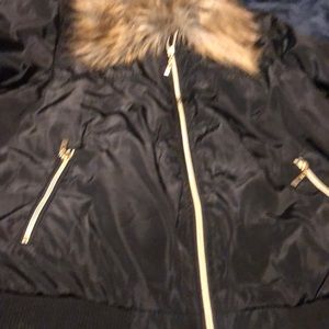 Women’s Short Bomber style jacket with Faux fur